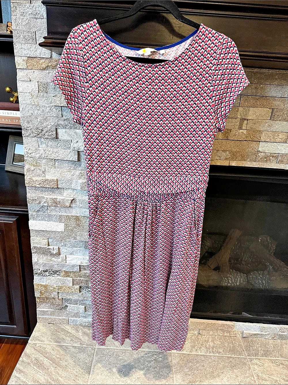 J. Crew Geometric Dress in Pink & Blue Size 10